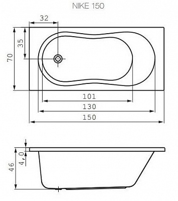 Cersanit Акриловая ванна Cersanit Nike 150х70, рисунок 4